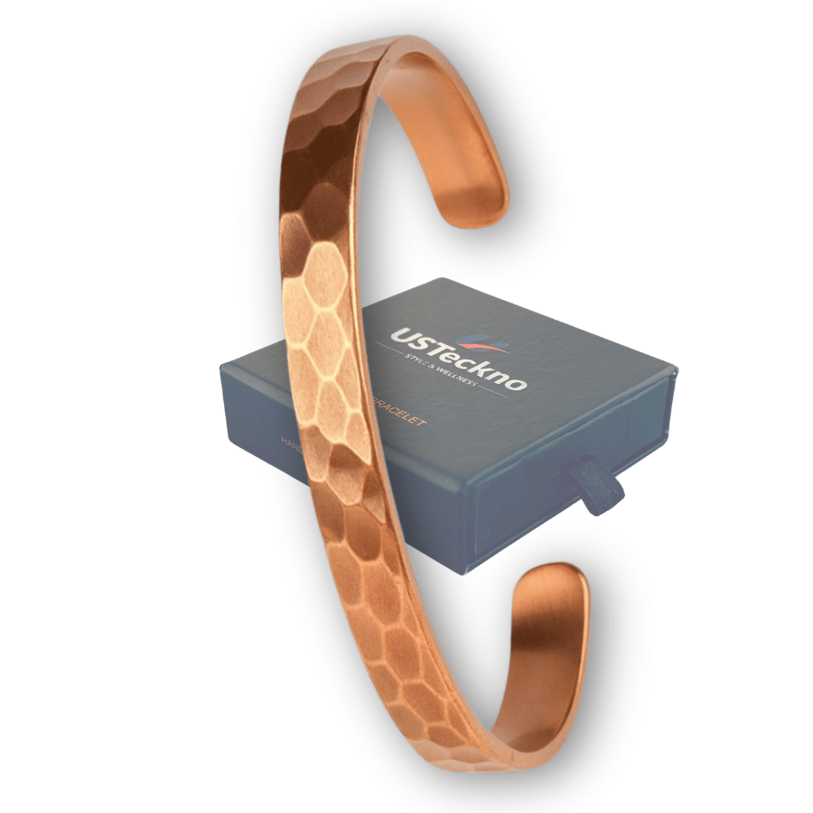 13 9mm_Hammered: Hand Forged Unisex 100% Pure Copper Bracelet. Made with Premium Solid High Gauge Copper and Health benefits. - Image 1