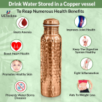 Copper Water Bottle - 34 Oz Extra Large Hammered Ayurvedic Copper Bottle for Travel,Yoga,Gym Lower Your Sugar Intake And Enjoy Health Benefits Immediately. Lab Tested (Hammered Finish) - Image 2