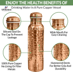 Copper Water Bottle - 34 Oz Extra Large Hammered Ayurvedic Copper Bottle for Travel,Yoga,Gym Lower Your Sugar Intake And Enjoy Health Benefits Immediately. Lab Tested (Hammered Finish) - Image 3