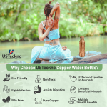 Copper Water Bottle - 34 Oz Extra Large Hammered Ayurvedic Copper Bottle for Travel,Yoga,Gym Lower Your Sugar Intake And Enjoy Health Benefits Immediately. Lab Tested (Hammered Finish) - Image 4