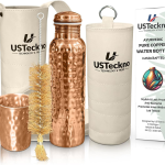 Ayurvedic Copper Water Bottle w/Tumbler, Carrying Bag & Sleeve| Travel, Yoga, Gym Lower Your Sugar Intake And Enjoy Health Benefits | Lab Tested